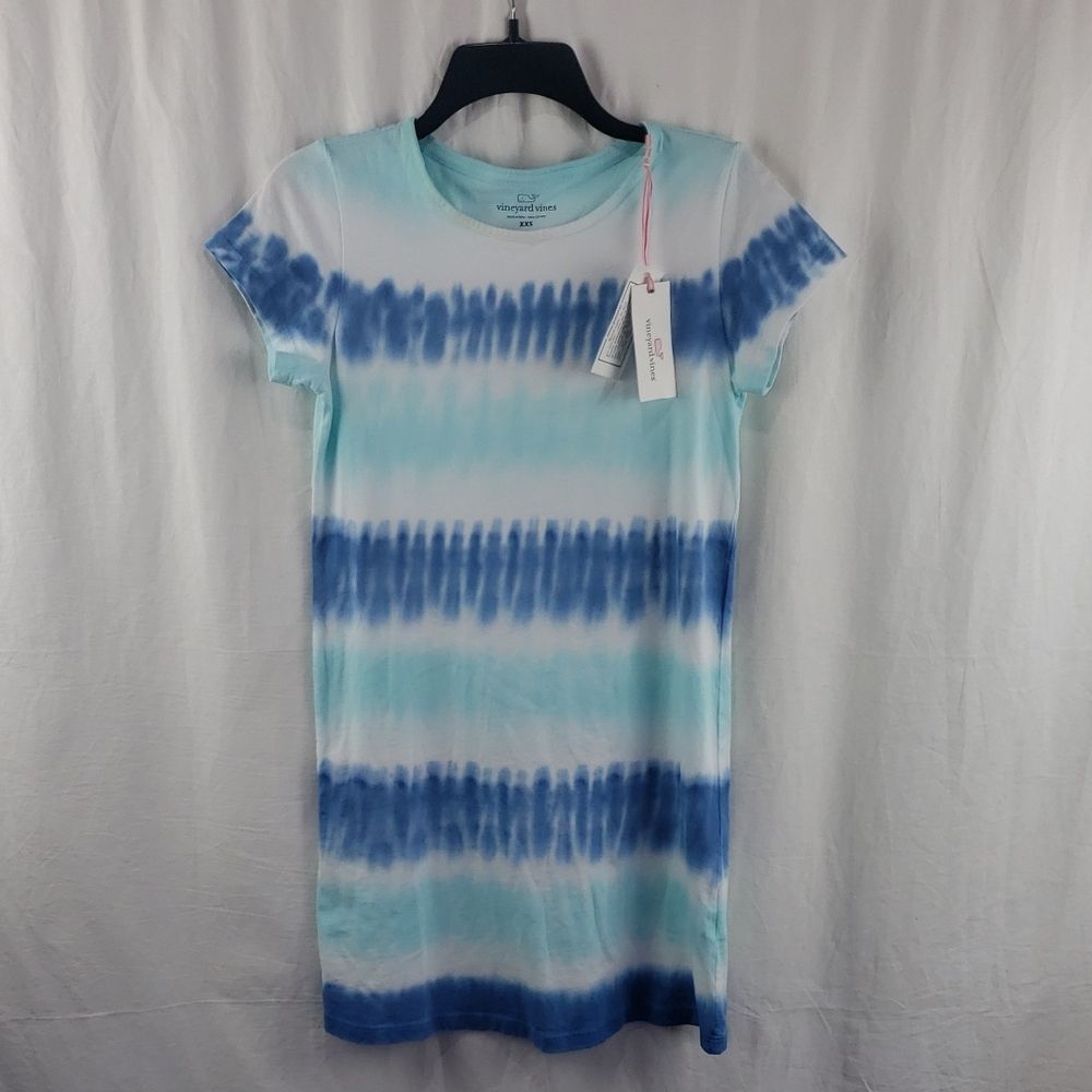 Vineyard Vines XXS Blue and White Tie Dye T-Shirt Dress
